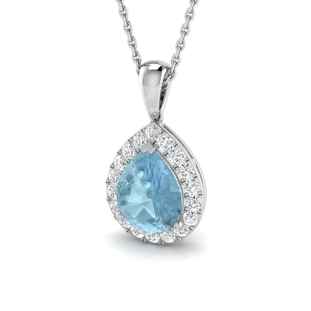 Aquamarine Diamond Ring 1.4ct – SP4458~AQ – 18k White Gold