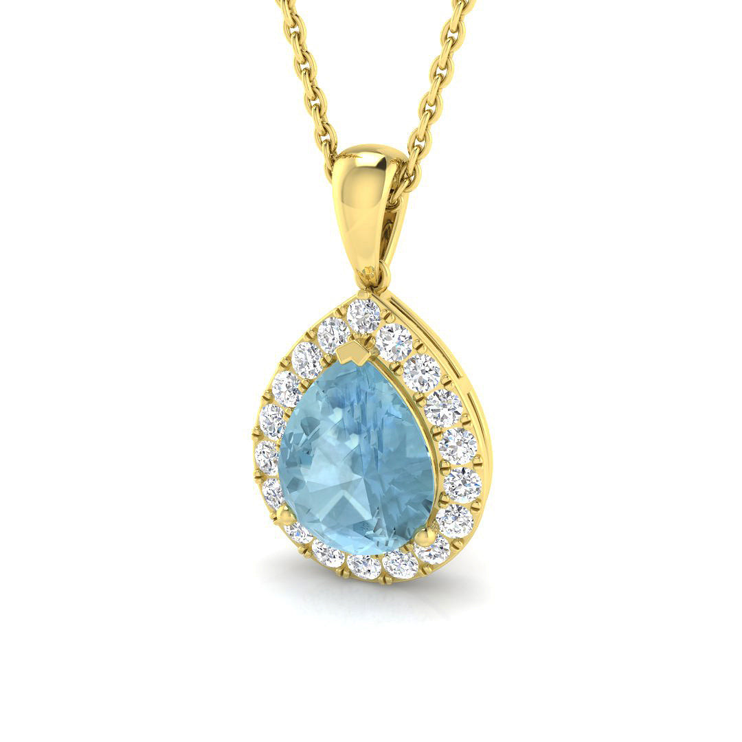 Aquamarine Diamond Ring 1.4ct – SP4458~AQ – 18k Yellow Gold