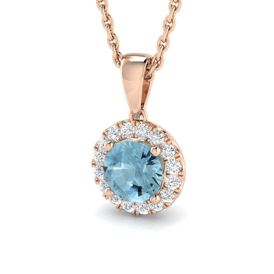 Aquamarine Diamond Ring 0.53ct – SP5007-5.0MM~AQ – 18k Rose Gold