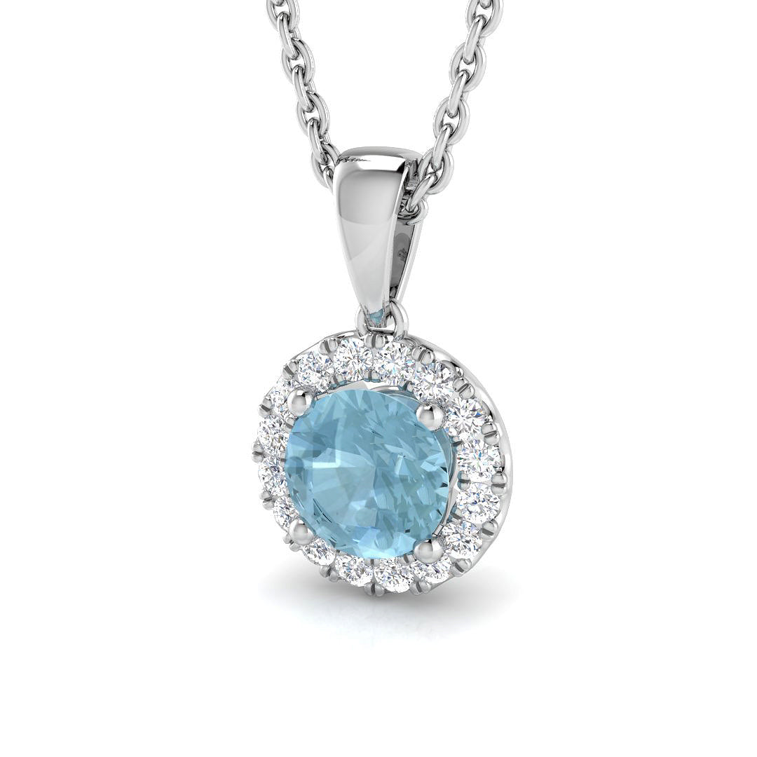Aquamarine Diamond Ring 0.53ct – SP5007-5.0MM~AQ – 18k White Gold