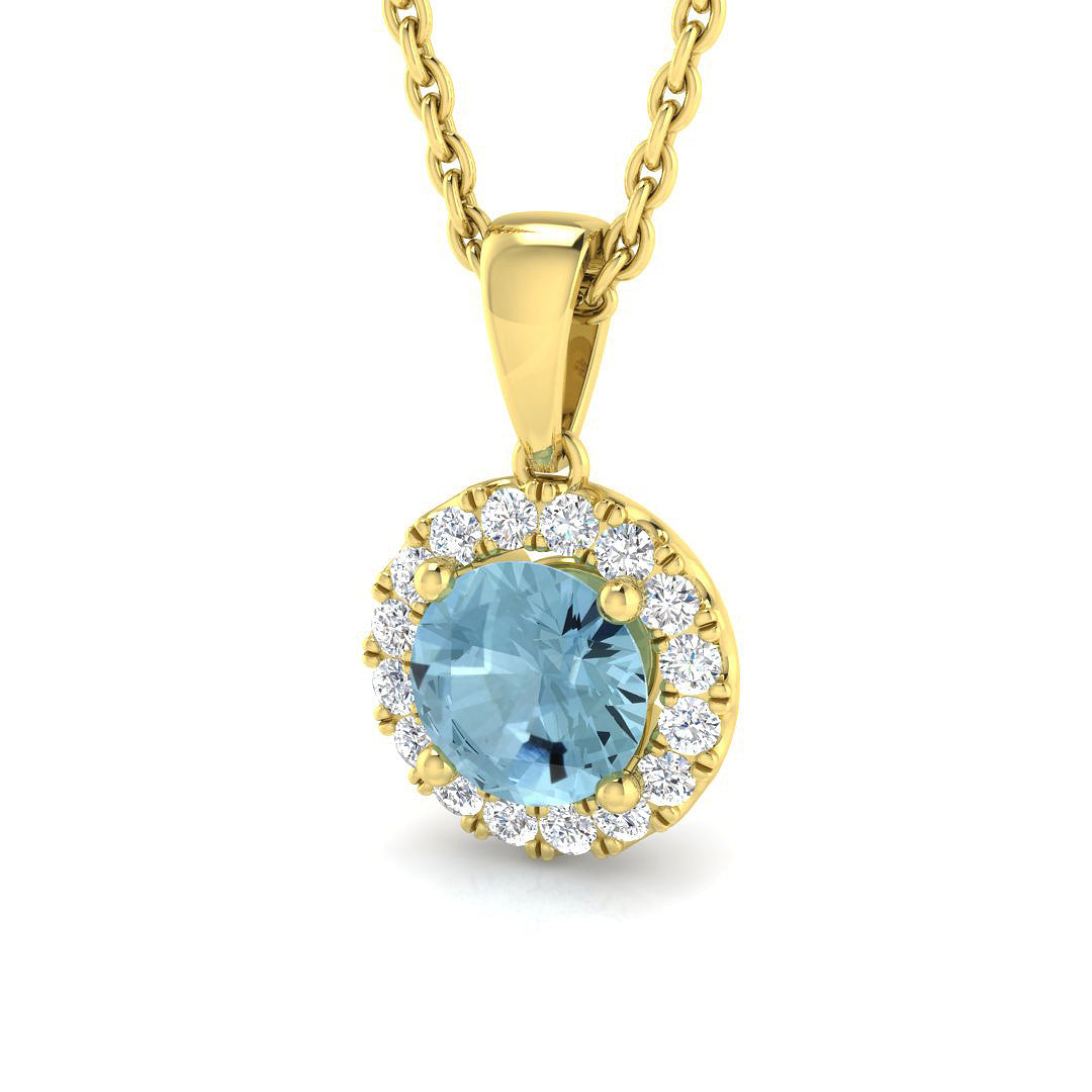 Aquamarine Diamond Ring 0.53ct – SP5007-5.0MM~AQ – 18k Yellow Gold