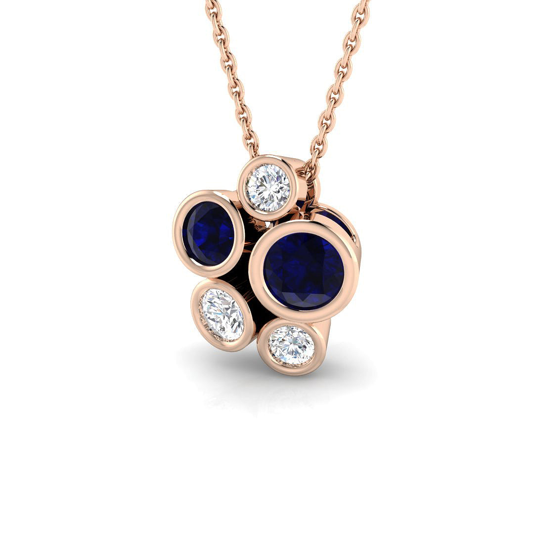 Blue Sapphire Diamond Ring 0.9ct–1.06ct – SP5868~BS – 18k Rose Gold