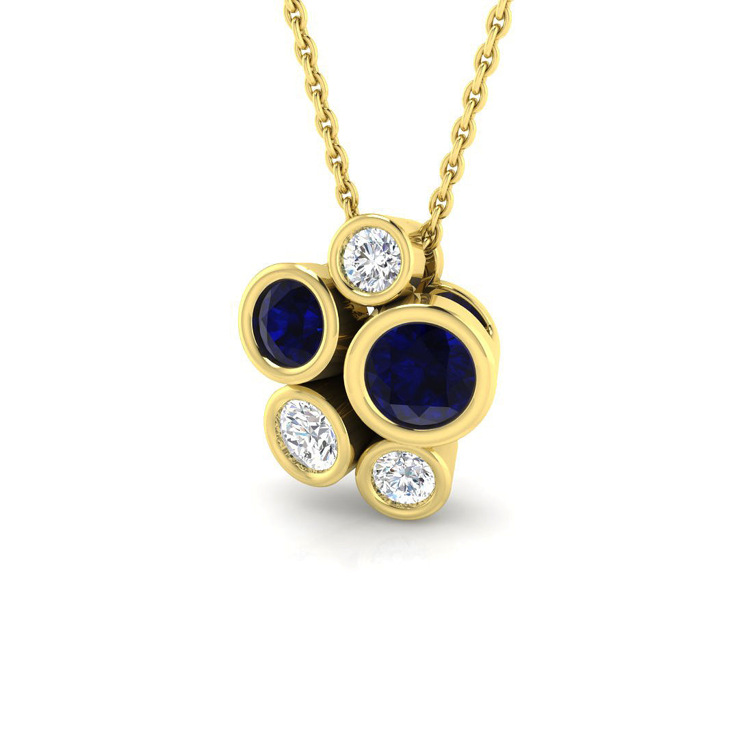 Blue Sapphire Diamond Ring 0.9ct–1.06ct – SP5868~BS – 18k Yellow Gold