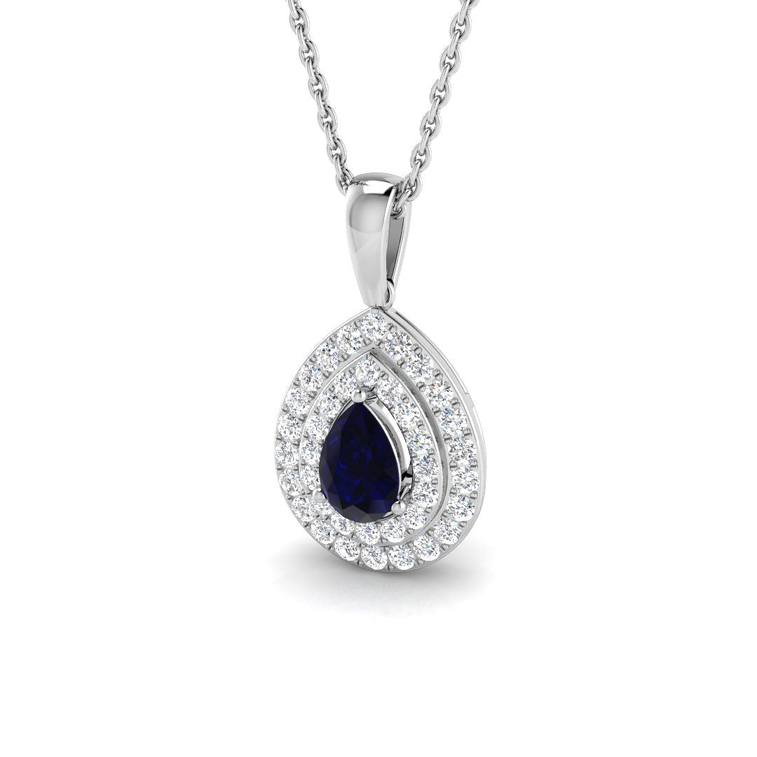 Blue Sapphire Diamond Ring 0.93ct–1.23ct – SP3540~BS – 18k White Gold