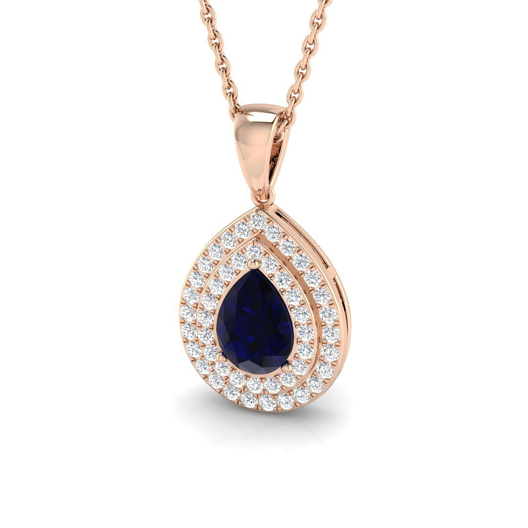 Blue Sapphire Diamond Ring 0.93ct–1.23ct – SP3540~BS – 18k Rose Gold