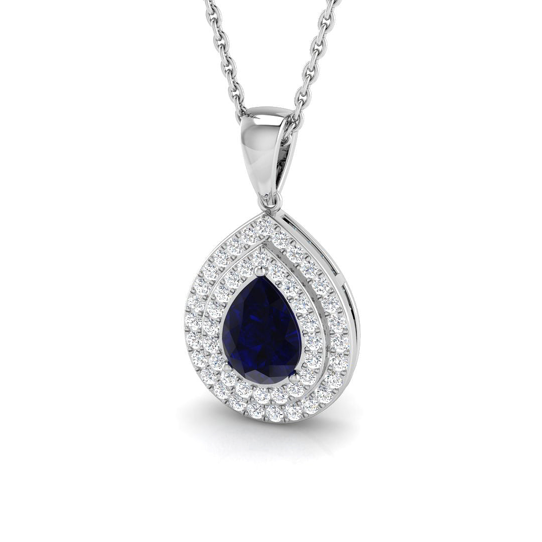Blue Sapphire Diamond Ring 0.93ct–1.23ct – SP3540~BS – 18k White Gold
