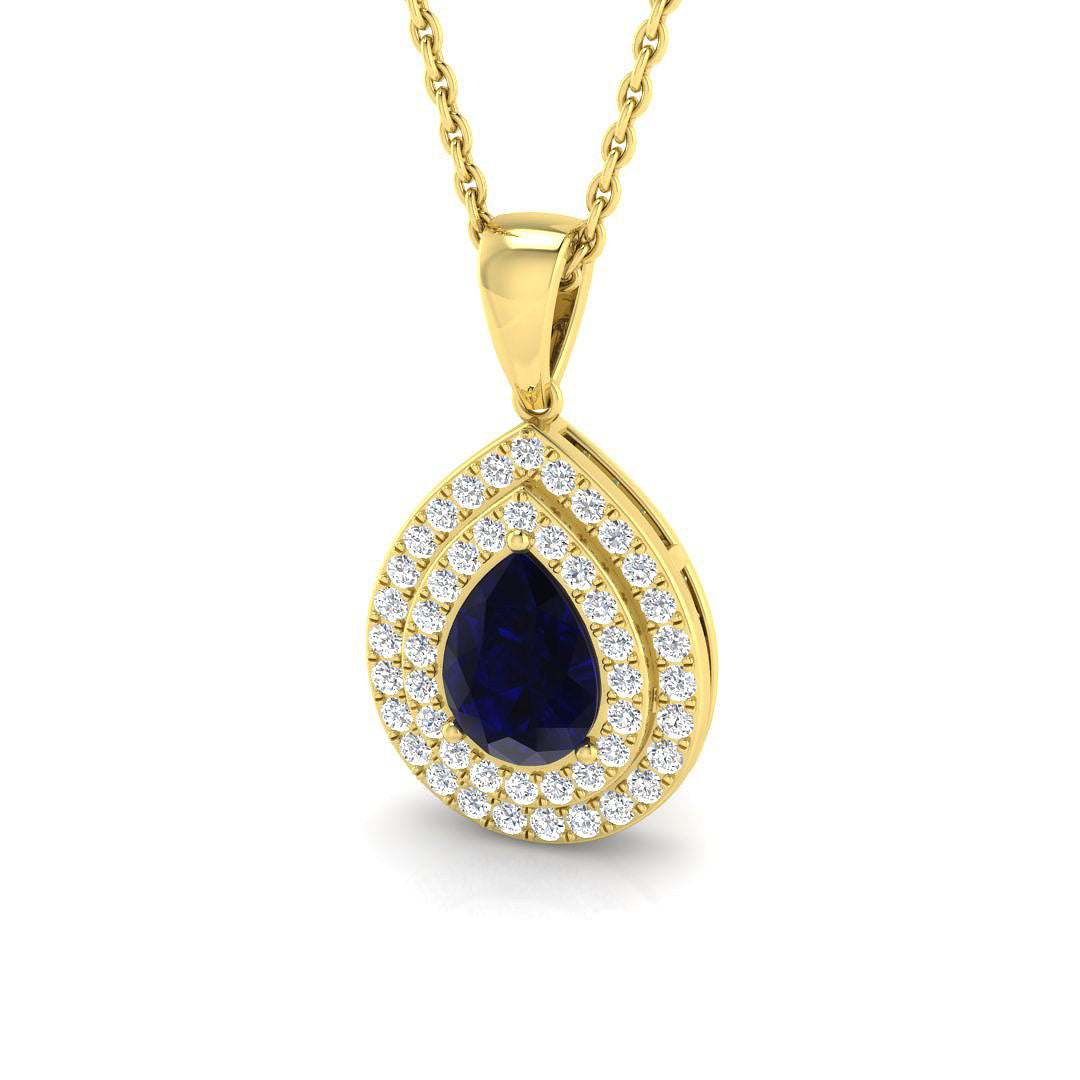 Blue Sapphire Diamond Ring 0.93ct–1.23ct – SP3540~BS – 18k Yellow Gold