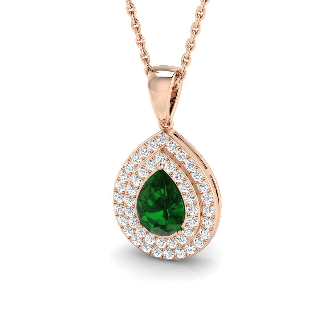 Emerald Diamond Ring 0.89ct–0.9ct – SP3540~EM – 18k Rose Gold