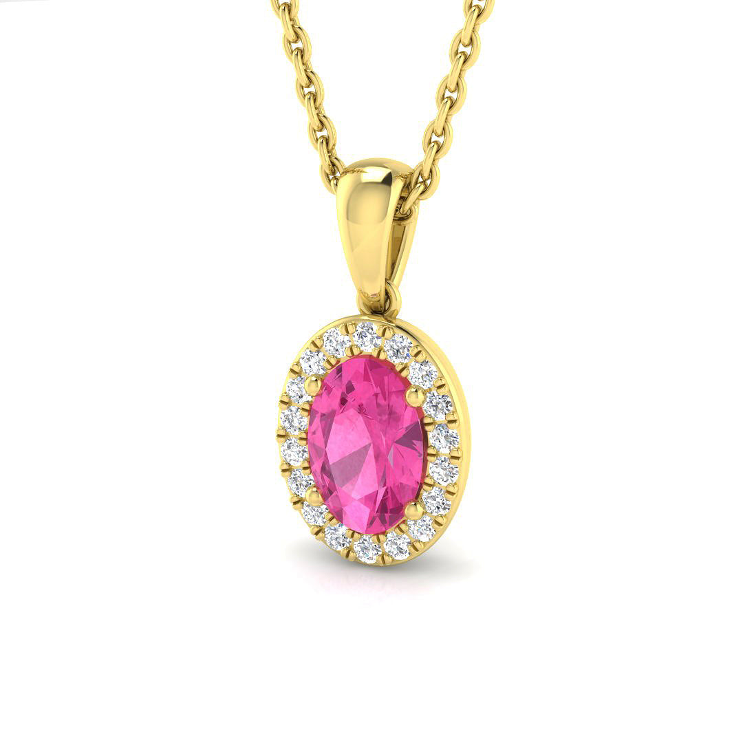 Pink Sapphire Diamond Ring 0.51ct – SP3903~PS – 18k Yellow Gold