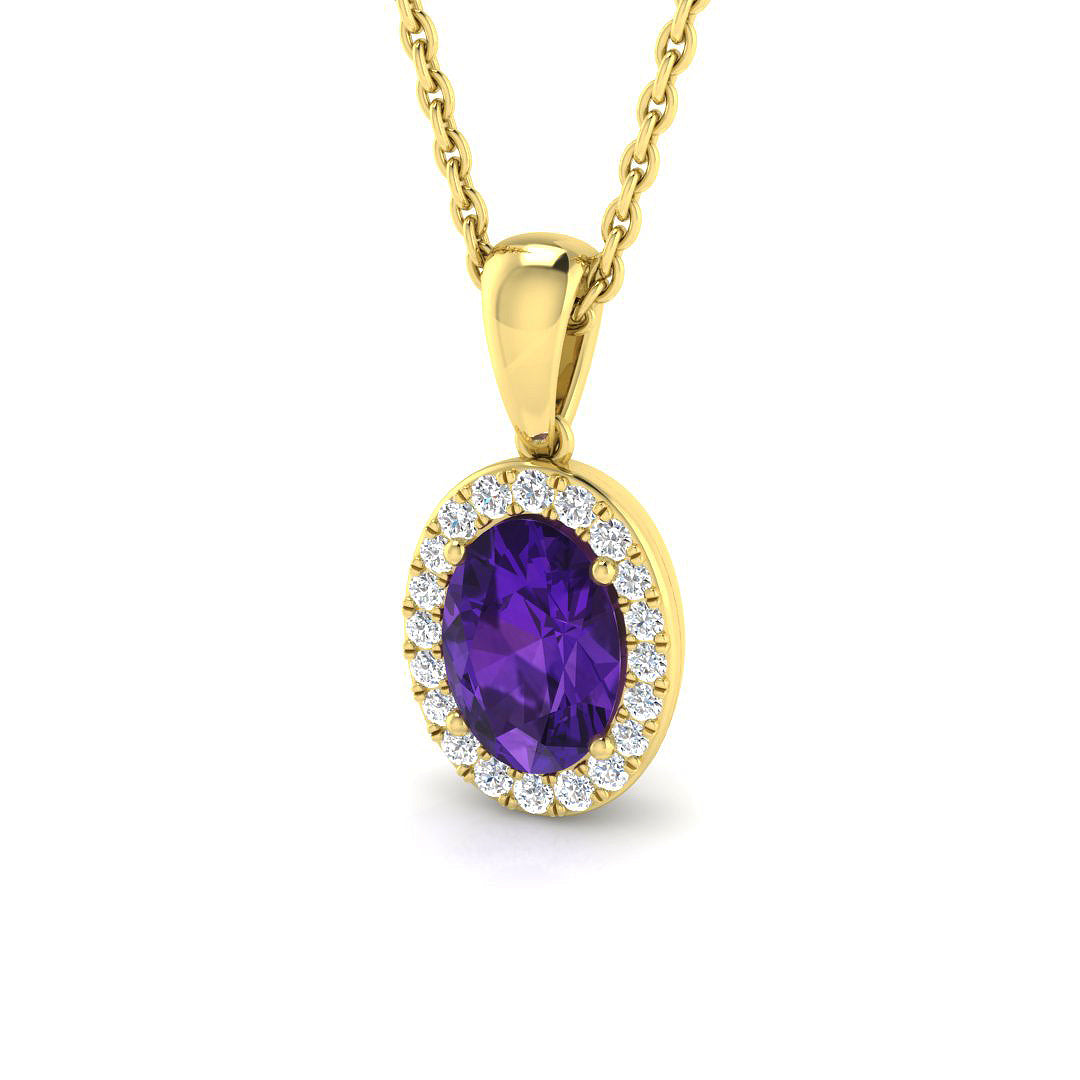 Amethyst Diamond Ring 0.8ct – SP3904~AME – 18k Yellow Gold