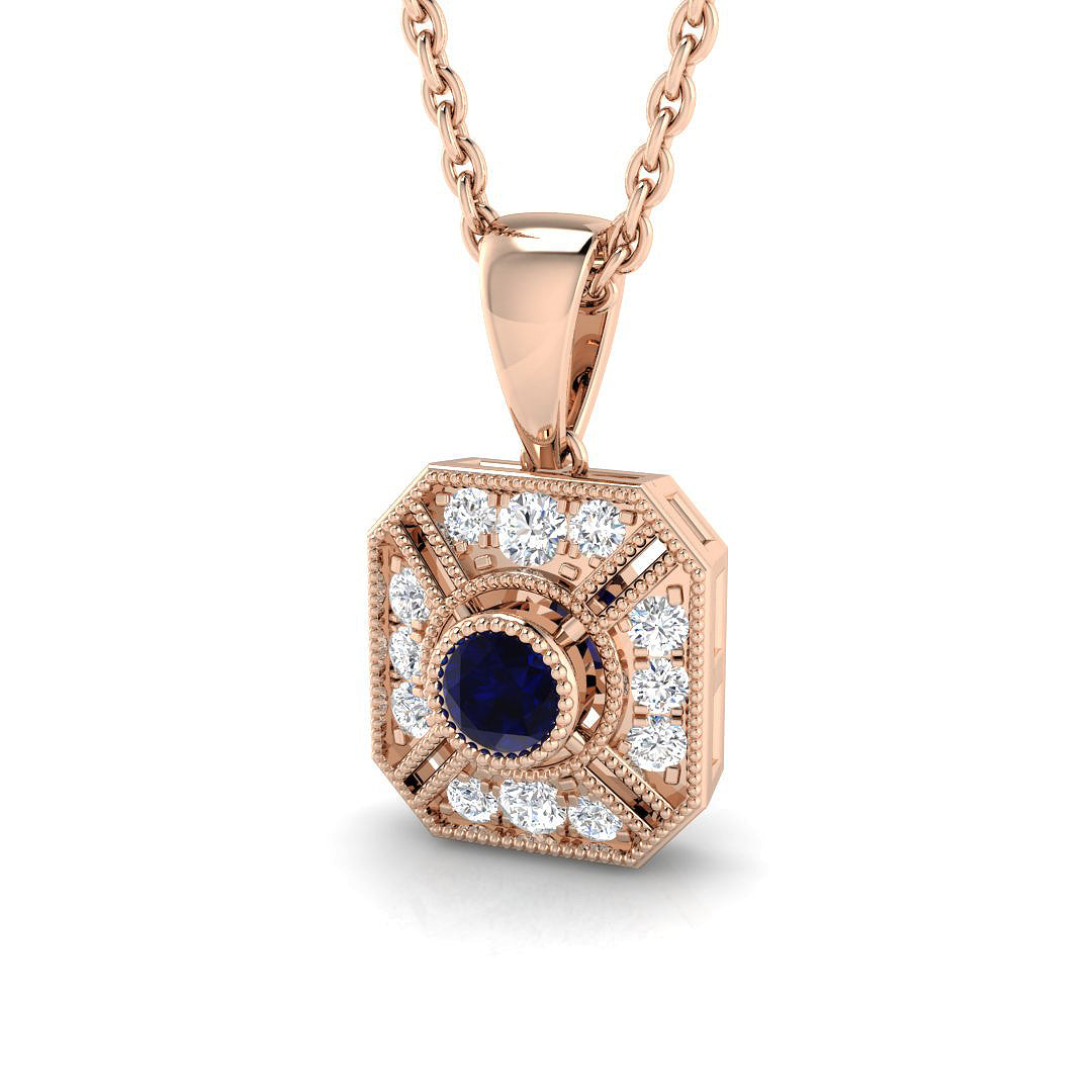 Blue Sapphire Diamond Ring 0.18ct – SP4185~BS – 18k Rose Gold