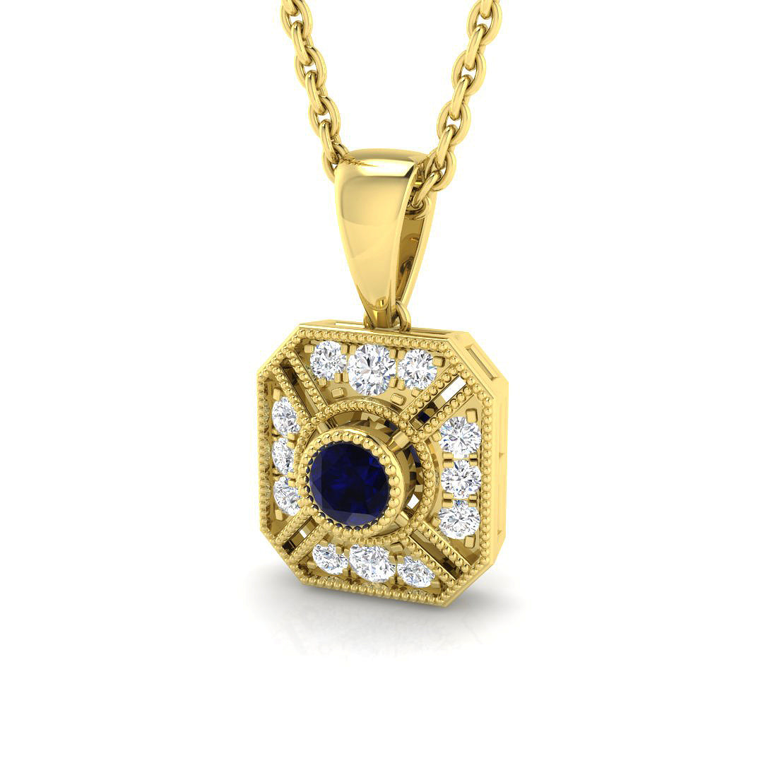 Blue Sapphire Diamond Ring 0.18ct – SP4185~BS – 18k Yellow Gold