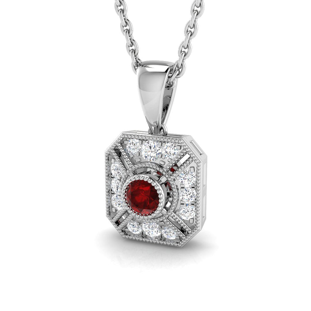 Ruby Diamond Ring 0.16ct – SP4185~RY – 18k White Gold
