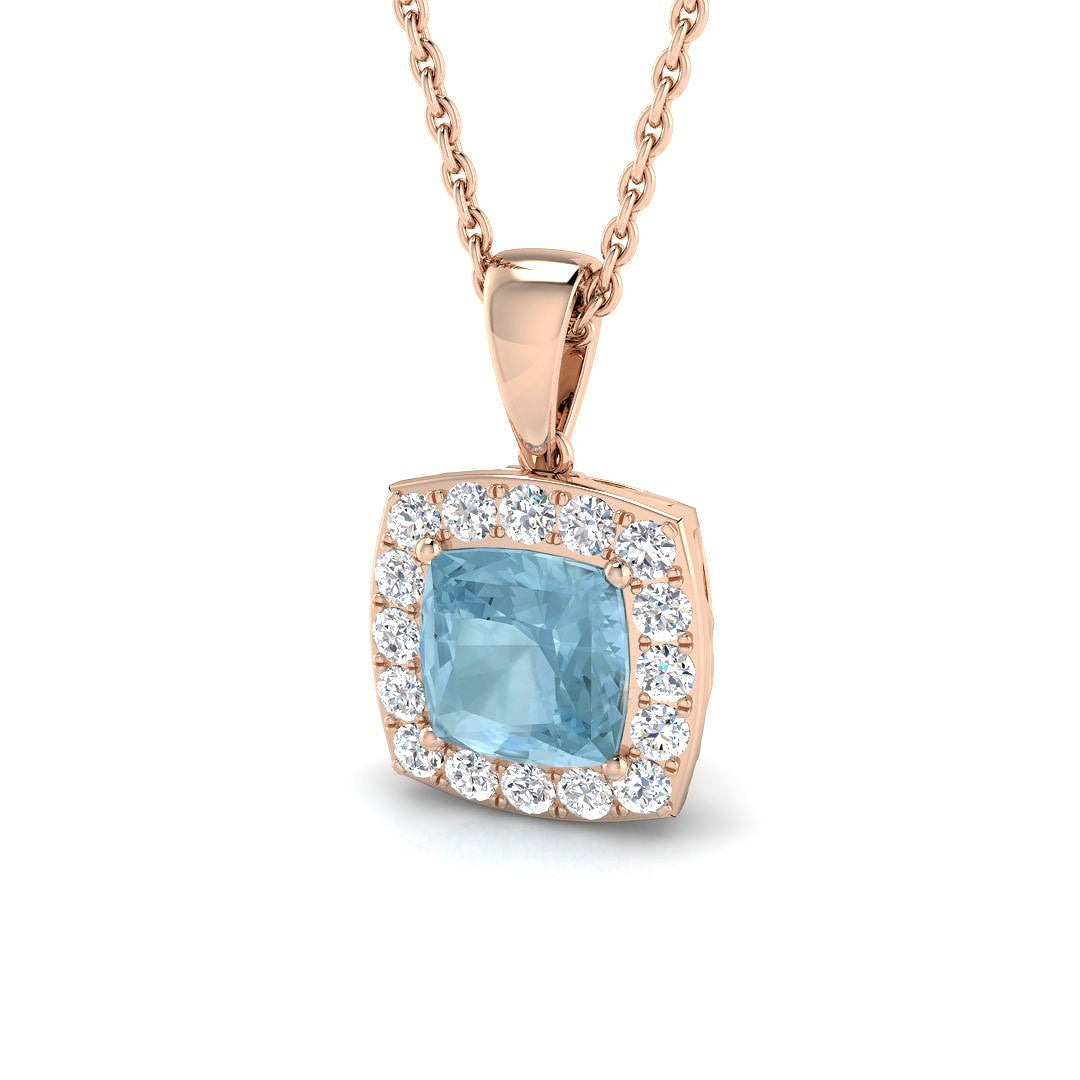 Aquamarine Diamond Ring 1.11ct–1.16ct – SP4285~AQ – 18k Rose Gold