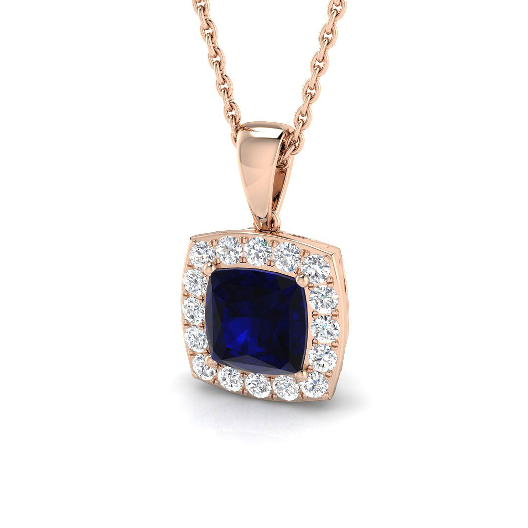 Blue Sapphire Diamond Ring 1.24ct–6.18ct – SP4285~BS – 18k Rose Gold