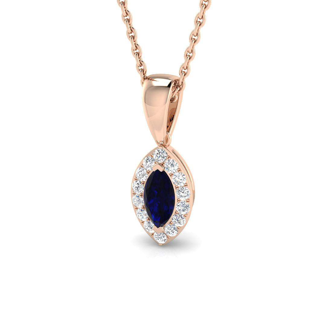 Blue Sapphire Diamond Ring 0.32ct – SP4369~BS – 18k Rose Gold