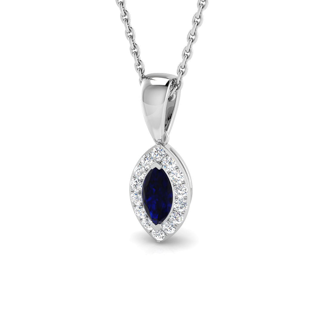 Blue Sapphire Diamond Ring 0.32ct – SP4369~BS – 18k White Gold