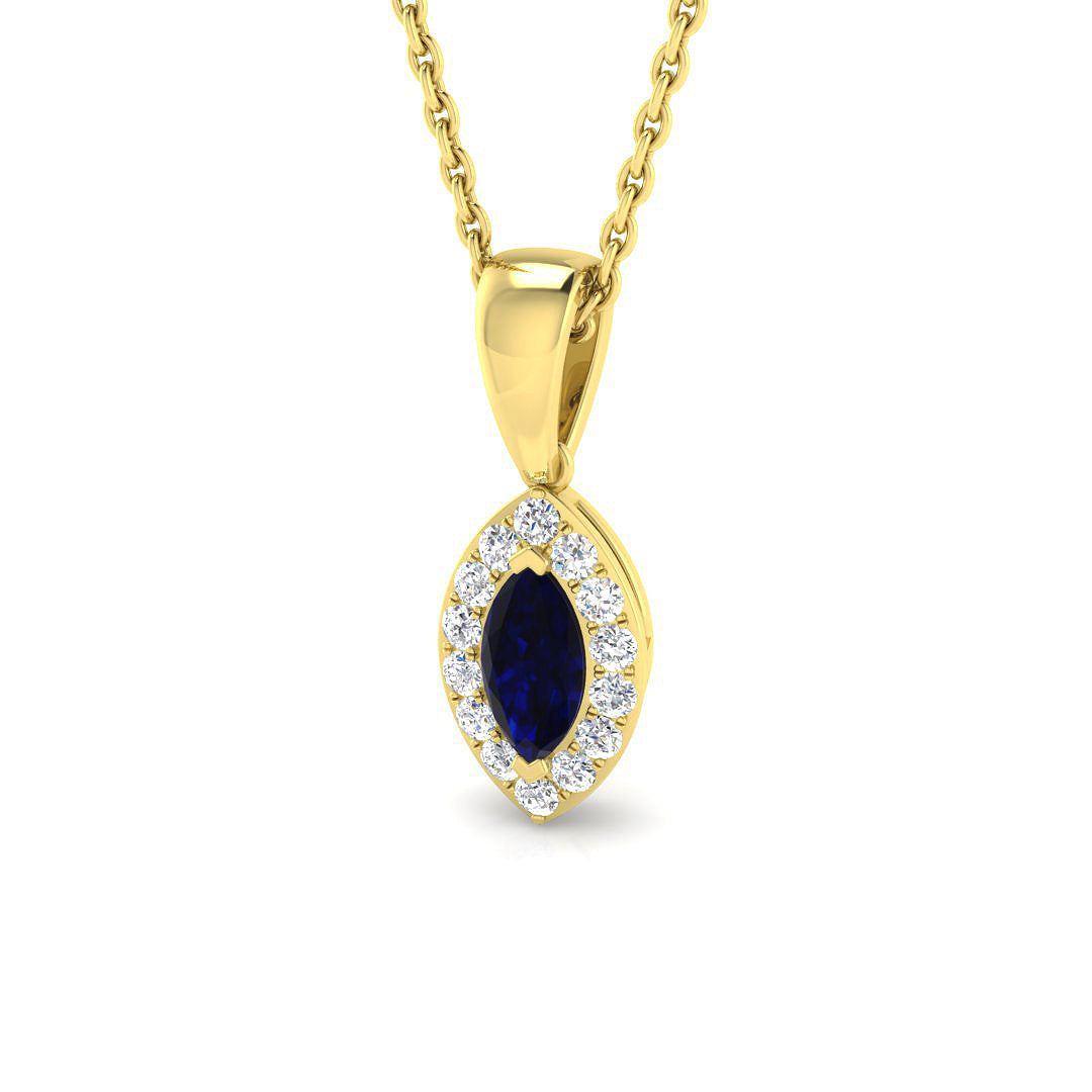 Blue Sapphire Diamond Ring 0.32ct – SP4369~BS – 18k Yellow Gold