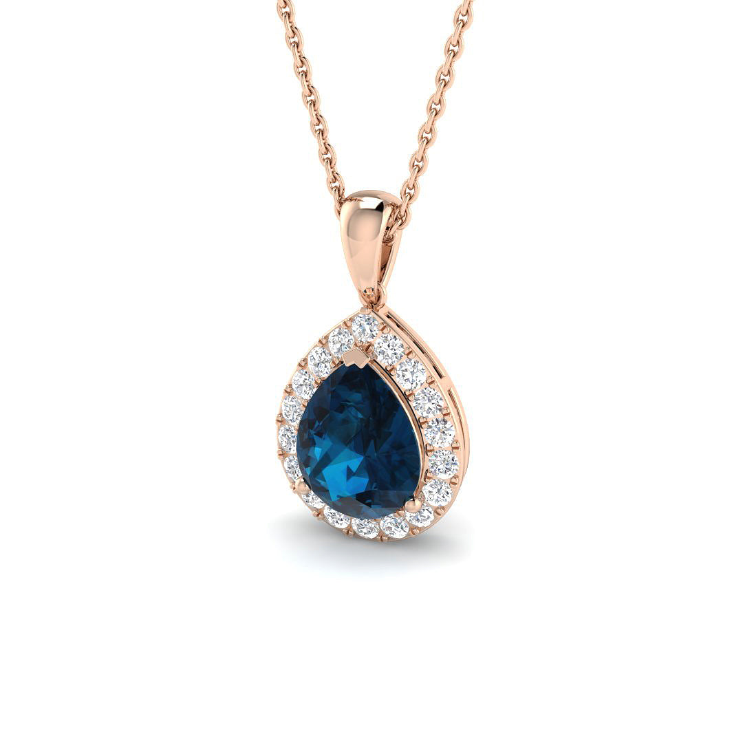 Blue Topaz Diamond Ring 2.43ct – SP4458~LBT – 18k Rose Gold