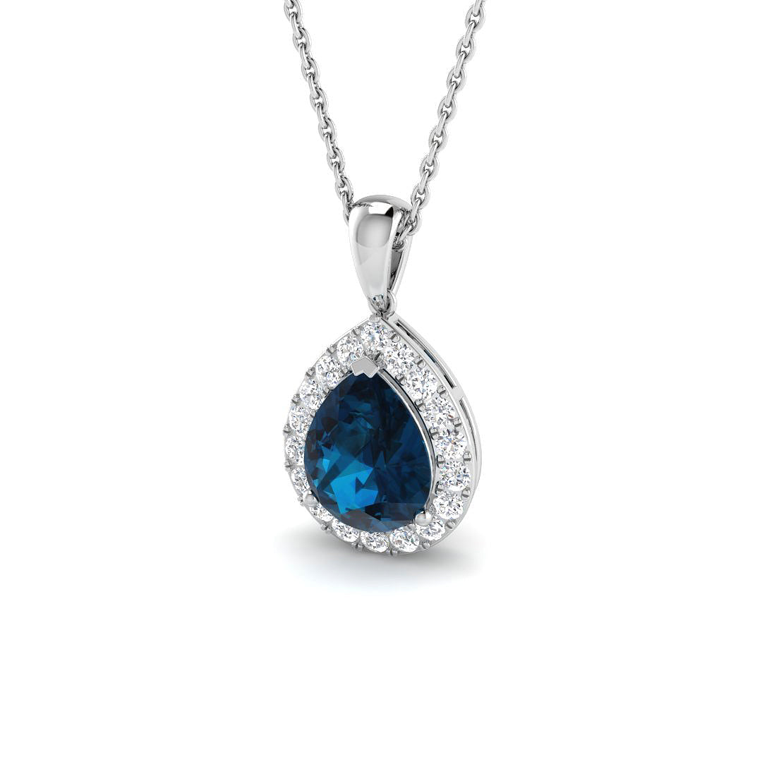 Blue Topaz Diamond Ring 2.43ct – SP4458~LBT – 18k White Gold