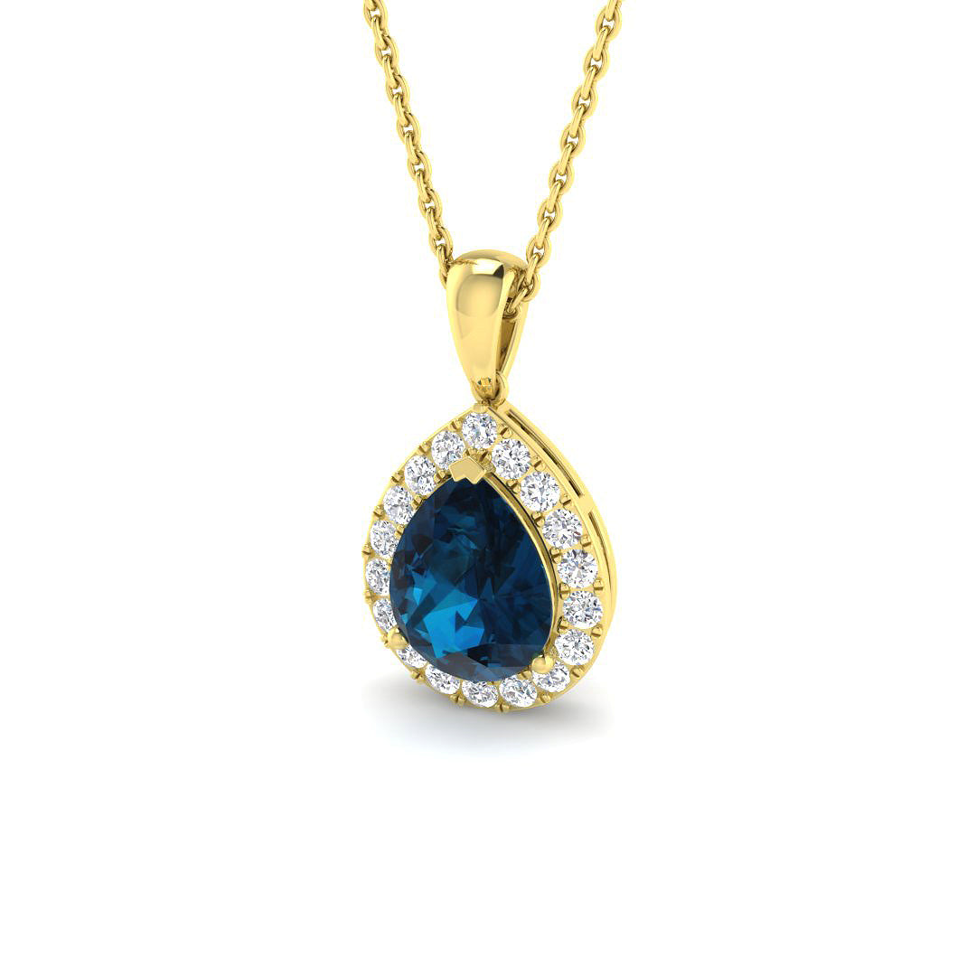 Blue Topaz Diamond Ring 2.43ct – SP4458~LBT – 18k Yellow Gold
