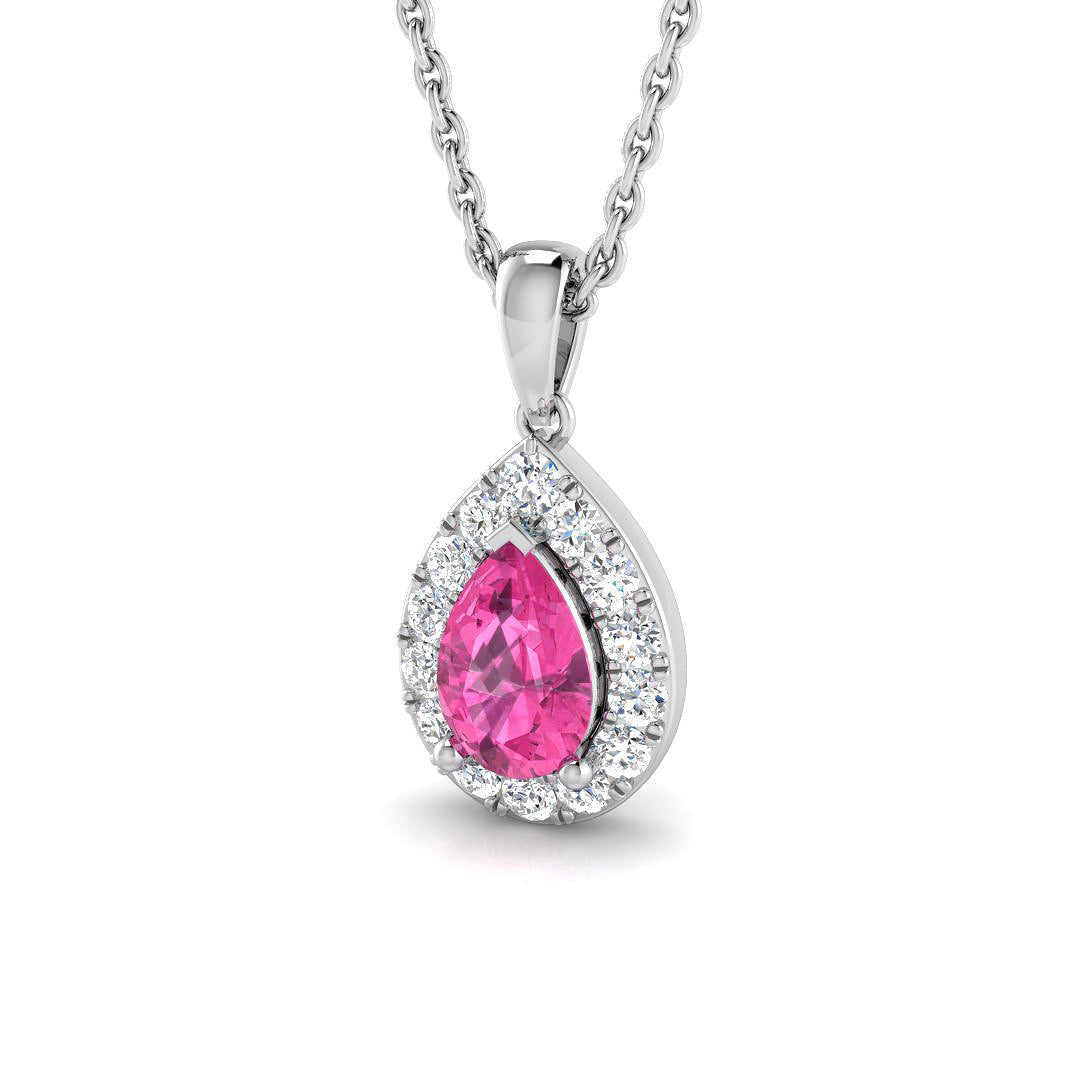 Pink Sapphire Diamond Ring 0.75ct – SP4887~PS – 18k White Gold