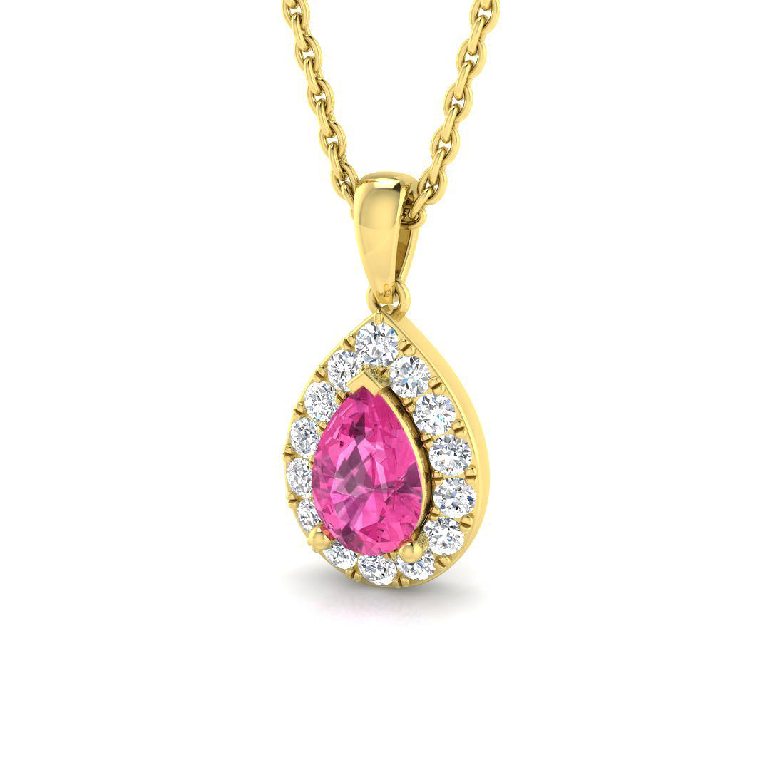 Pink Sapphire Diamond Ring 0.75ct – SP4887~PS – 18k Yellow Gold