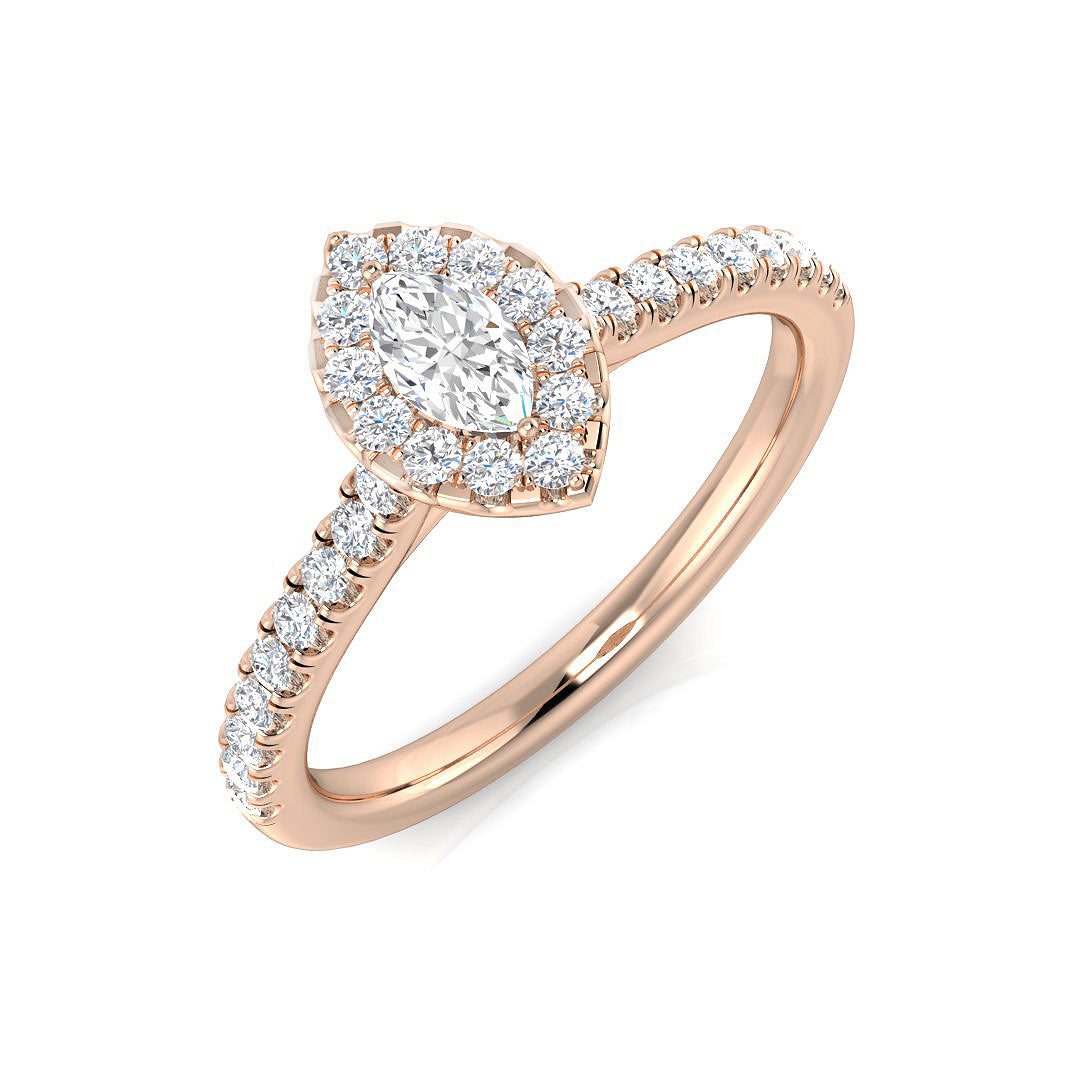 Halo Diamond Ring 0.48ct–1.09ct – SR1128 – 18k Rose Gold