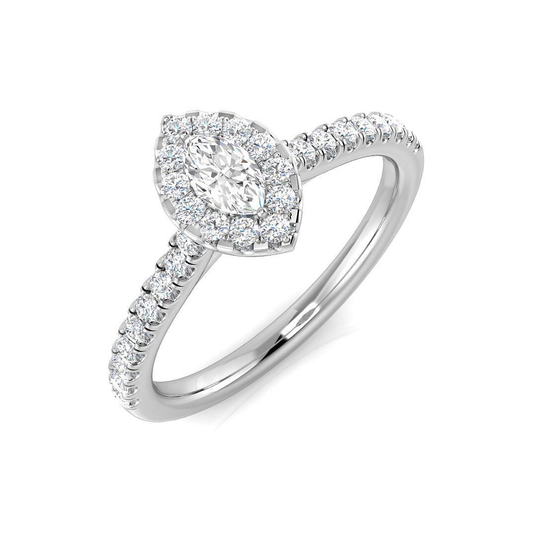 Halo Diamond Ring 0.48ct–1.09ct – SR1128 – 18k White Gold