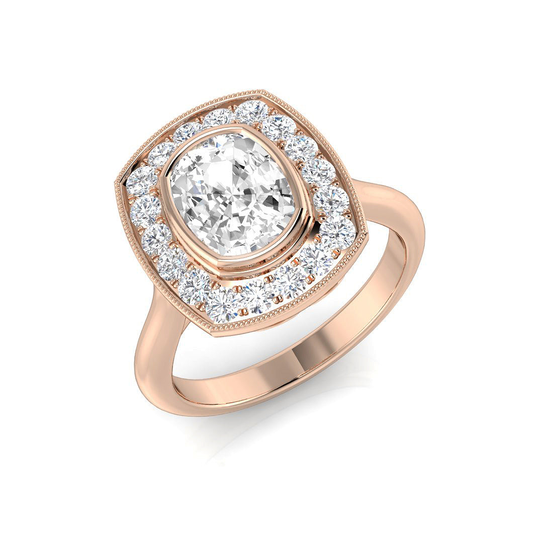 Halo Diamond Ring 1.44ct – SR1142 – 18k Rose Gold