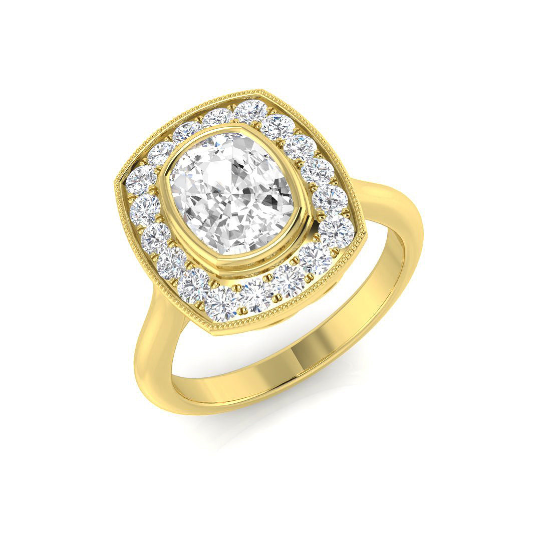 Halo Diamond Ring 1.44ct – SR1142 – 18k Yellow Gold