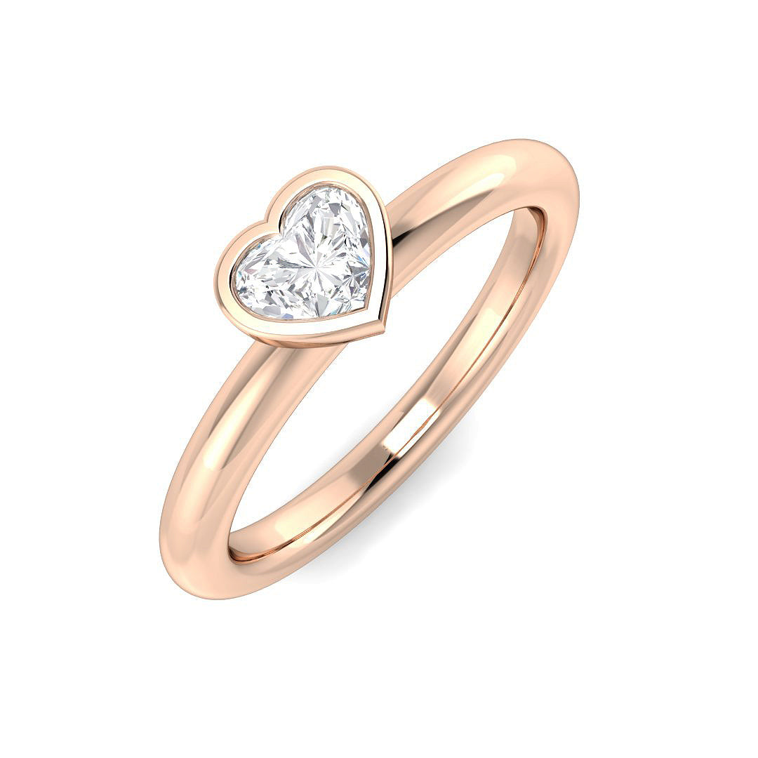 Heart Diamond Ring 0.42ct – SR1165 – 18k Rose Gold