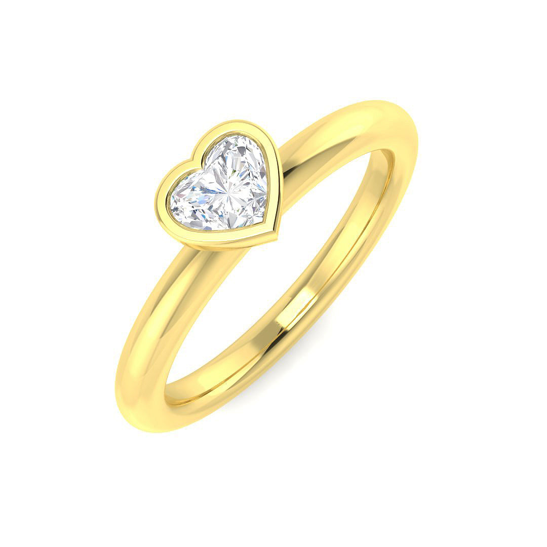 Heart Diamond Ring 0.42ct – SR1165 – 18k Yellow Gold