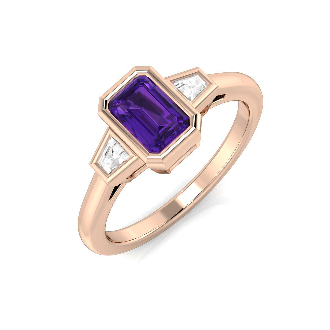 Amethyst Diamond Ring 0.68ct – SR1175~AME – 18k Rose Gold