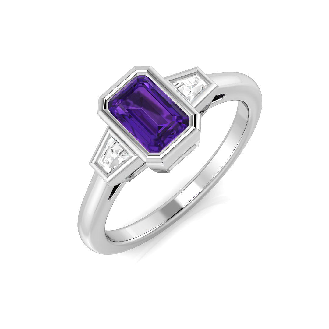 Amethyst Diamond Ring 0.68ct – SR1175~AME – 18k White Gold