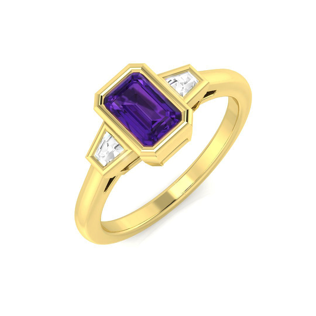 Amethyst Diamond Ring 0.68ct – SR1175~AME – 18k Yellow Gold