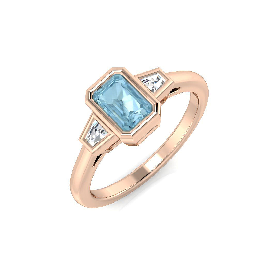 Aquamarine Diamond Ring 0.62ct – SR1175~AQ – 18k Rose Gold