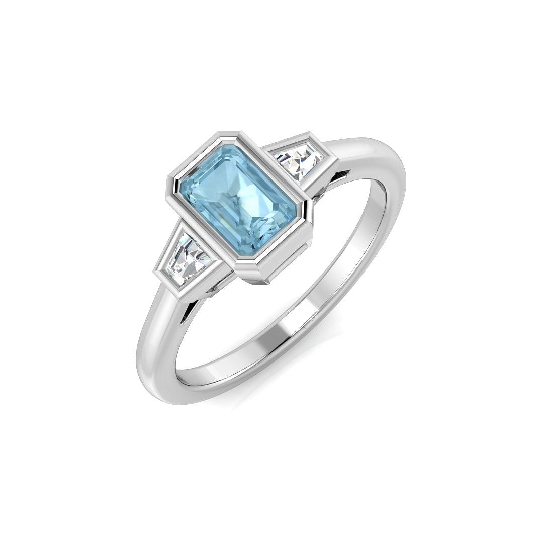 Aquamarine Diamond Ring 0.62ct – SR1175~AQ – 18k White Gold