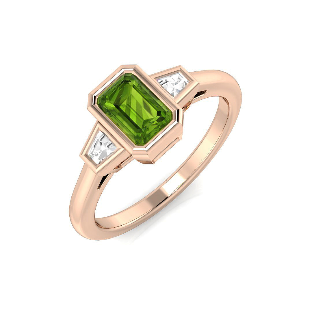 Peridot Diamond Ring 0.87ct – SR1175~PD – 18k Rose Gold