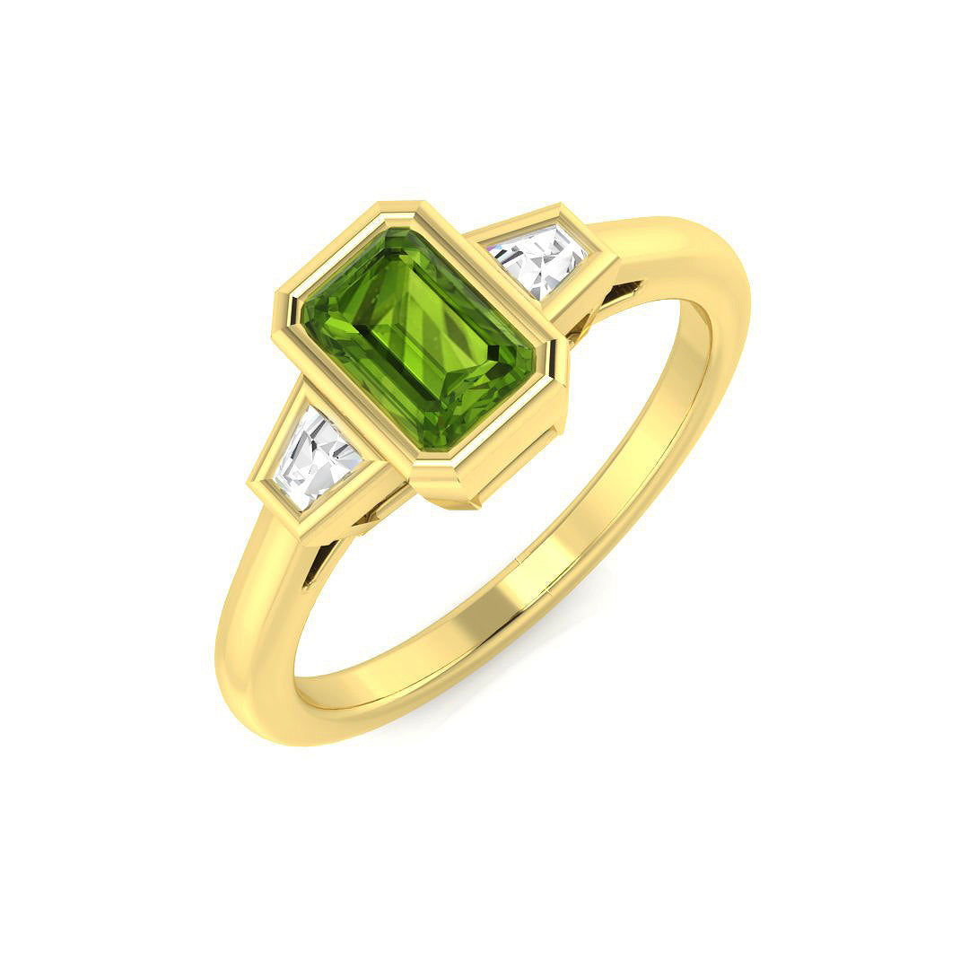 Peridot Diamond Ring 0.87ct – SR1175~PD – 18k Yellow Gold