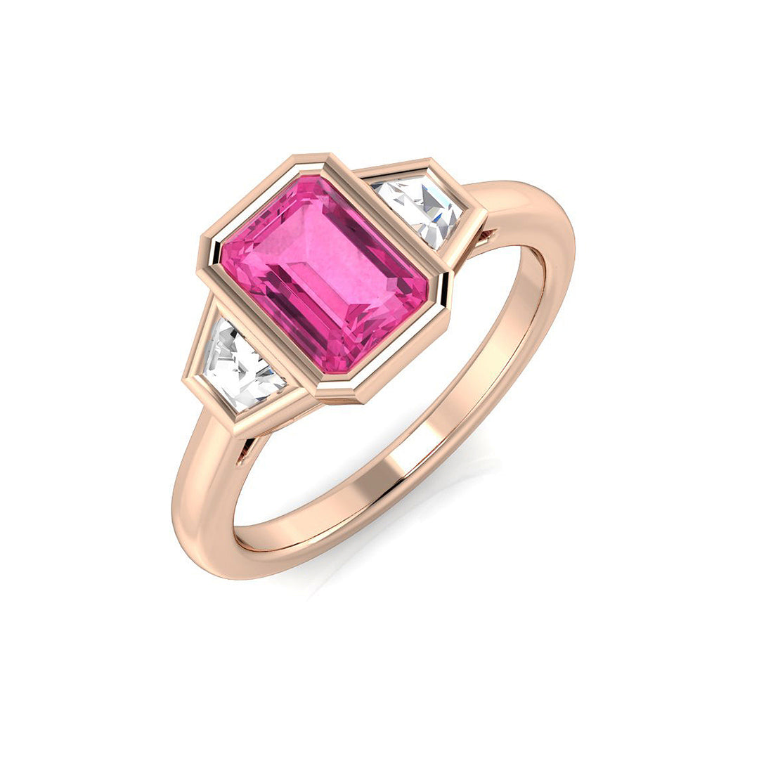 Pink Sapphire Diamond Ring 1.05ct – SR1176~PS – 18k Rose Gold