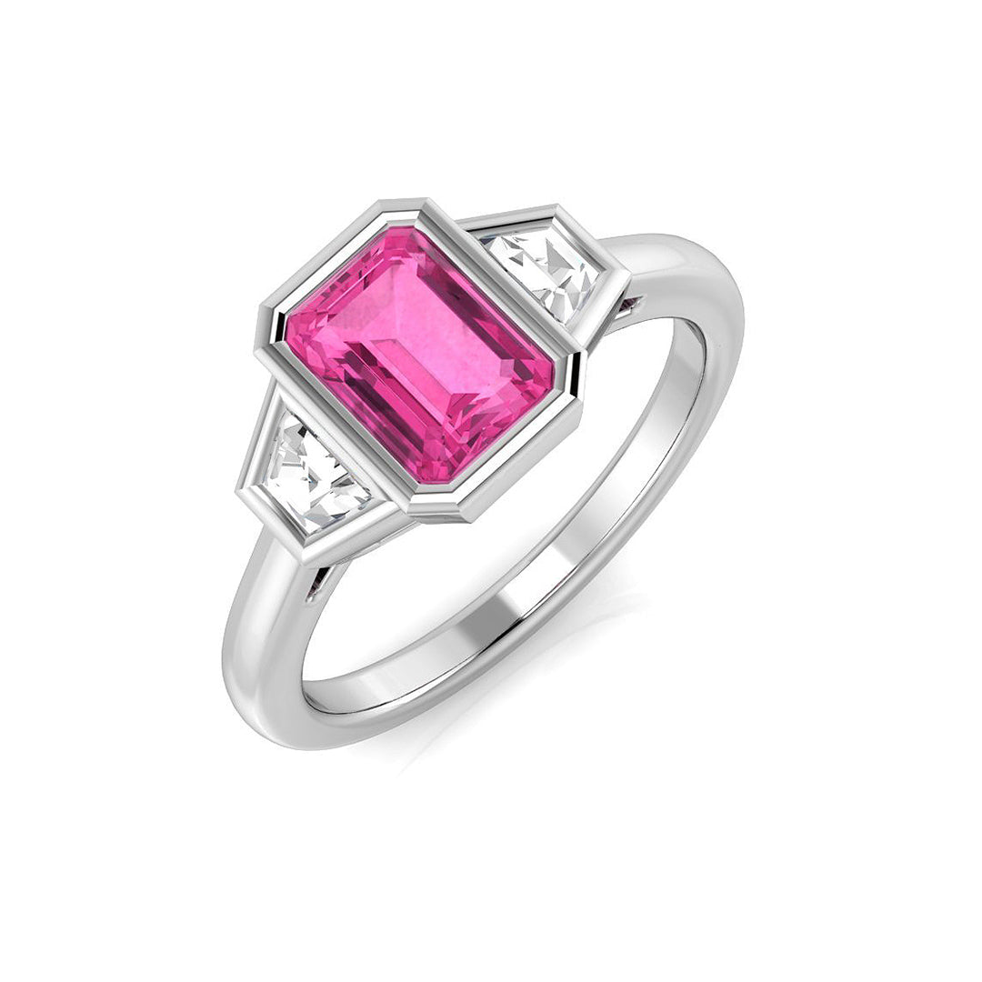 Pink Sapphire Diamond Ring 1.05ct – SR1176~PS – 18k White Gold
