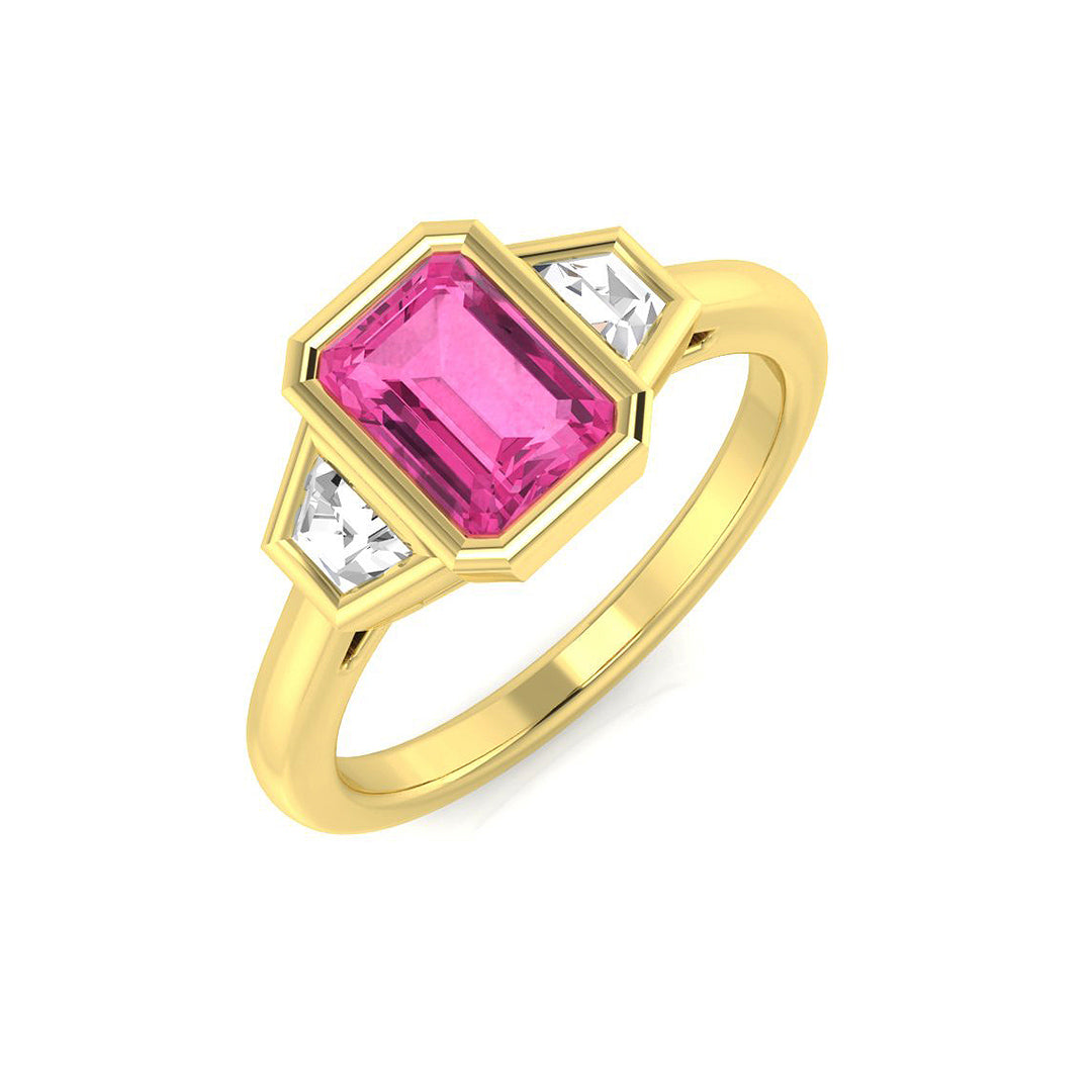 Pink Sapphire Diamond Ring 1.05ct – SR1176~PS – 18k Yellow Gold