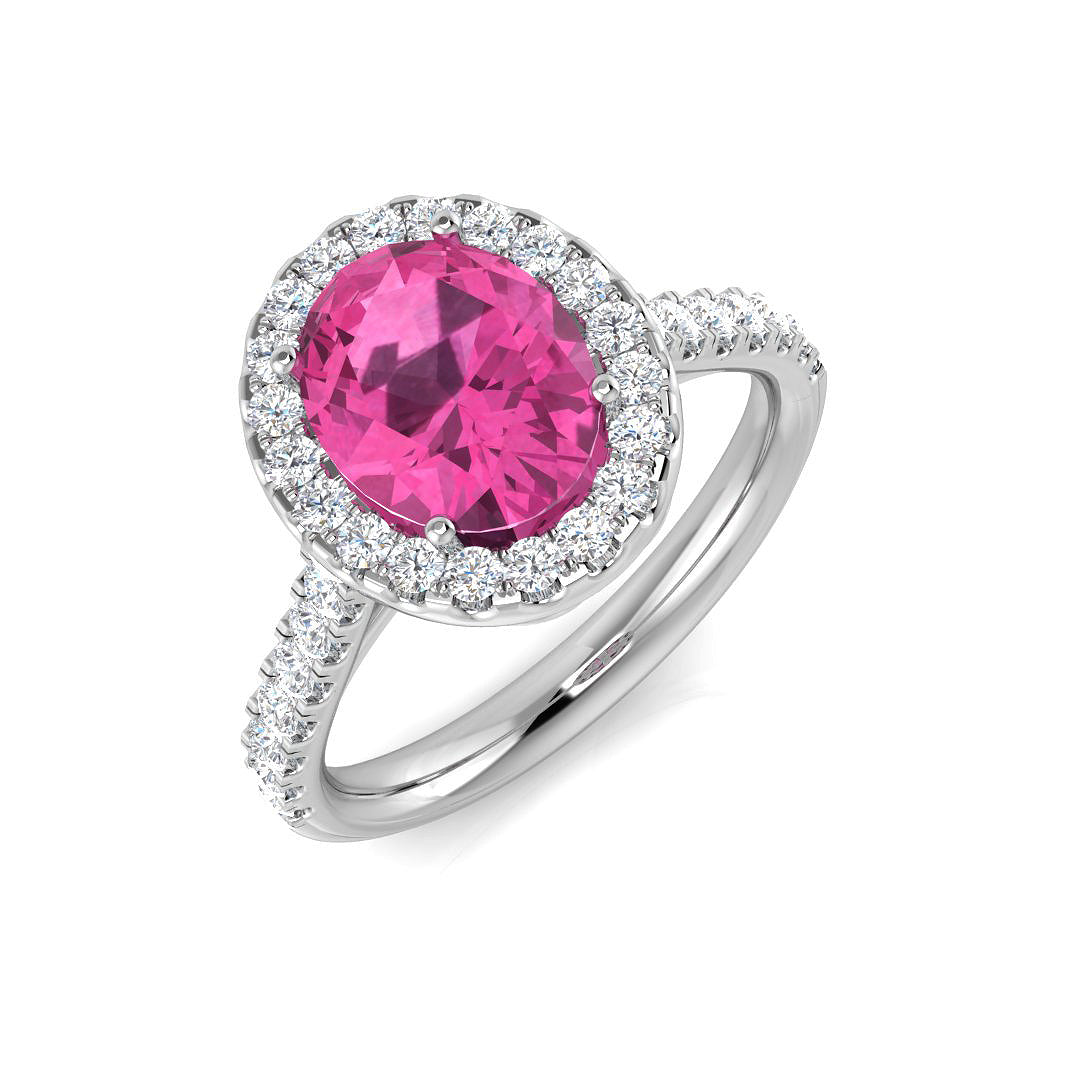 Halo Diamond Ring 2.86ct – SR1178~PS – 18k White Gold