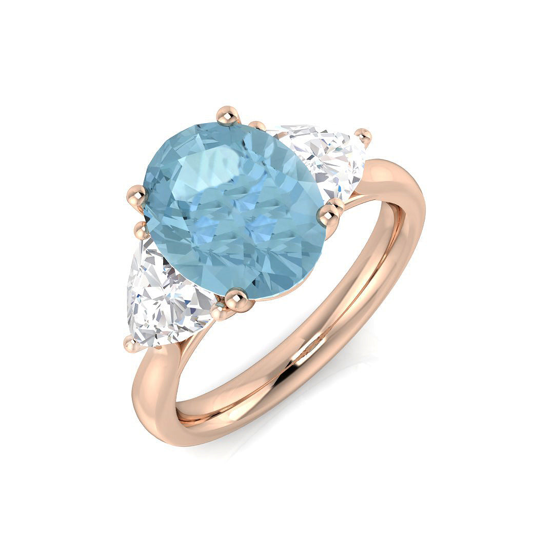 Aquamarine Diamond Ring 2.86ct – SR1244~AQ – 18k Rose Gold