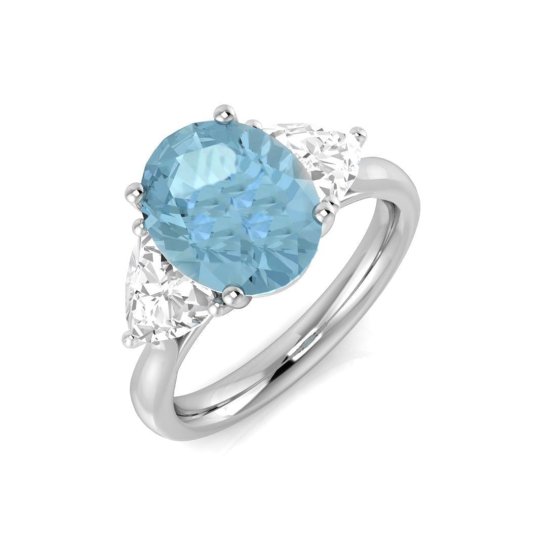 Aquamarine Diamond Ring 2.86ct – SR1244~AQ – 18k White Gold