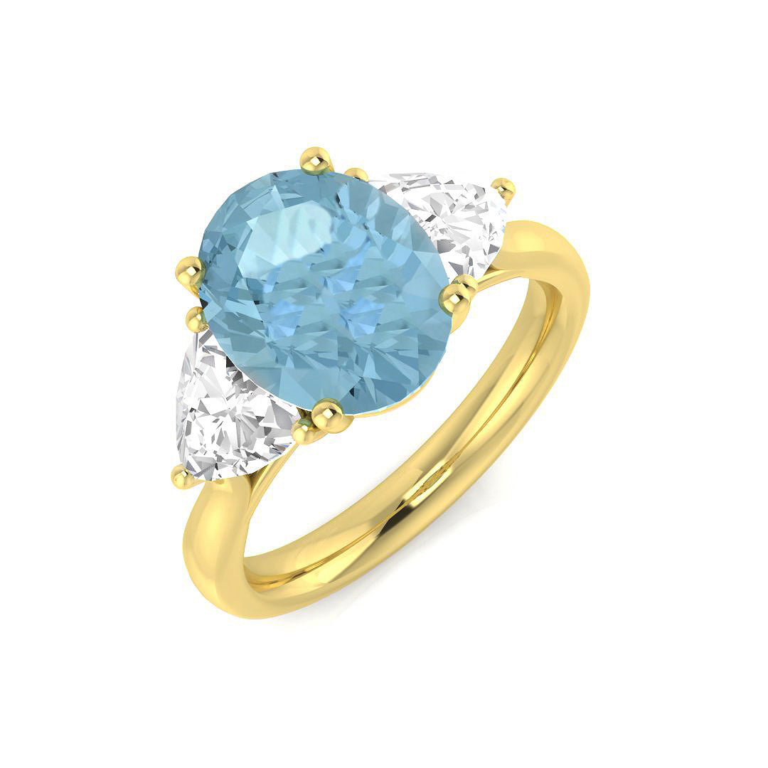 Aquamarine Diamond Ring 2.86ct – SR1244~AQ – 18k Yellow Gold