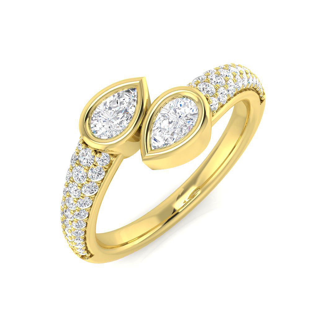 Two Stone Diamond Ring 0.74ct – SR1403 – 18k Yellow Gold