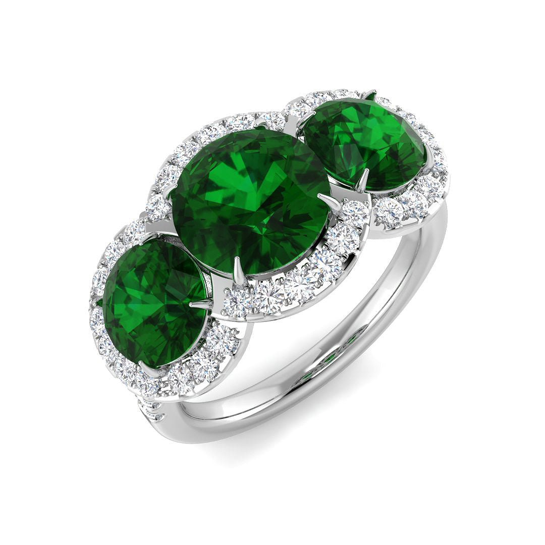 Emerald Diamond Ring 4.3ct – SR1457~EM – 18k White Gold
