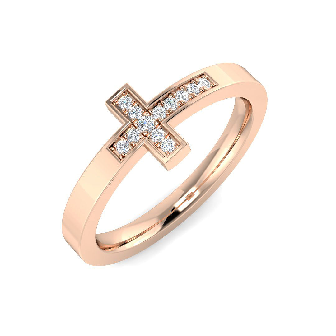 Cross Diamond Ring 0.05ct – SR1471 – 18k Rose Gold